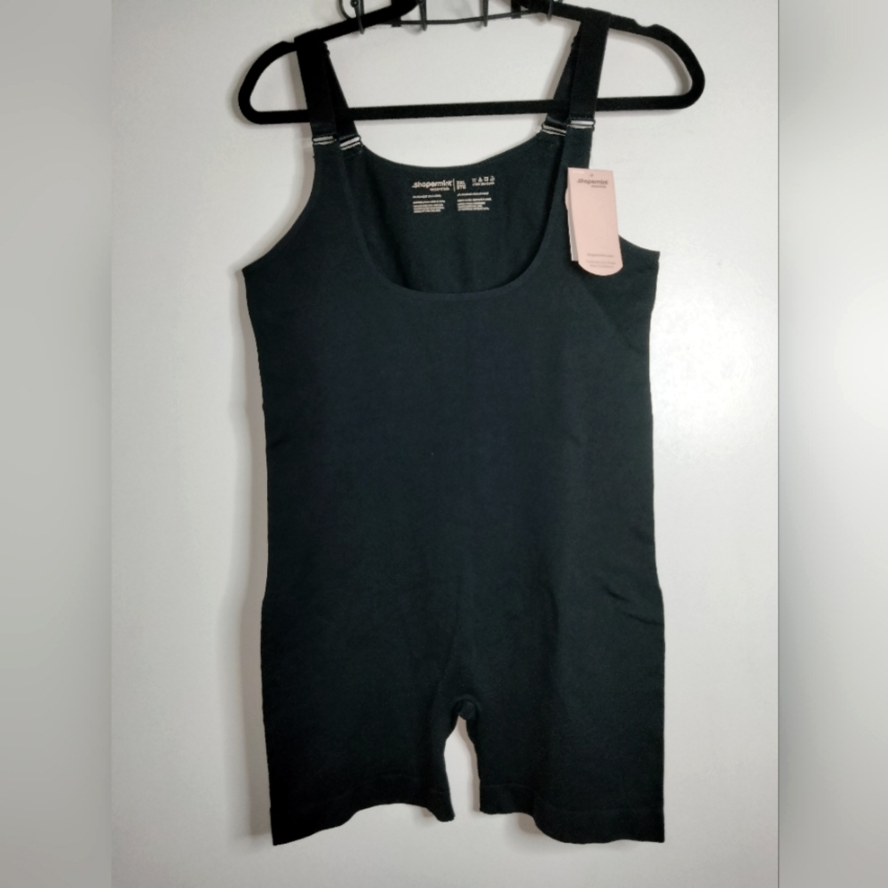 Shapermint (Sz 3XL) Black Stretch Open Bust Bodysuit Shapewear Shorts (NEW-NWT)